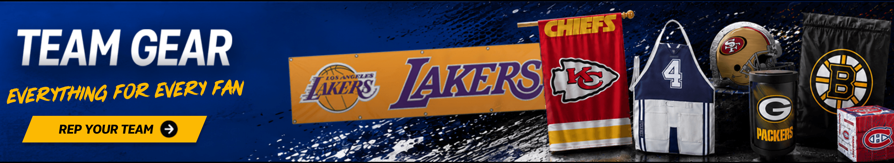 Team Gear flags, bottles, signs and more. Rep your team.